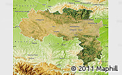 Satellite Map of Carcassonne, physical outside