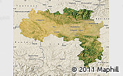 Satellite Map of Carcassonne, shaded relief outside