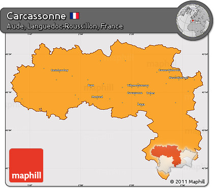 Political Simple Map of Carcassonne, cropped outside