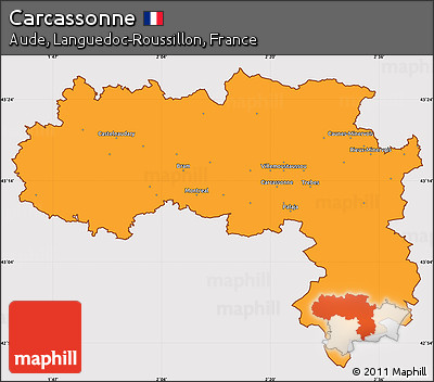 Political Simple Map of Carcassonne, cropped outside