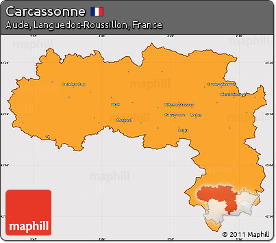 Political Simple Map of Carcassonne, cropped outside