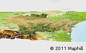 Satellite Panoramic Map of Aude, physical outside