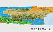 Satellite Panoramic Map of Aude, political outside
