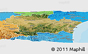 Satellite Panoramic Map of Aude, political shades outside
