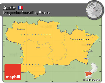 Savanna Style Simple Map of Aude, cropped outside