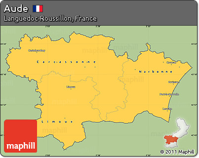 Savanna Style Simple Map of Aude, cropped outside