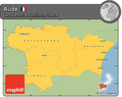 Savanna Style Simple Map of Aude, single color outside