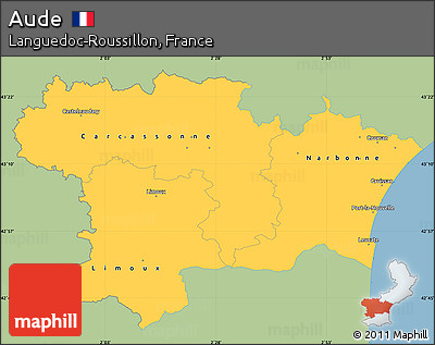 Savanna Style Simple Map of Aude, single color outside