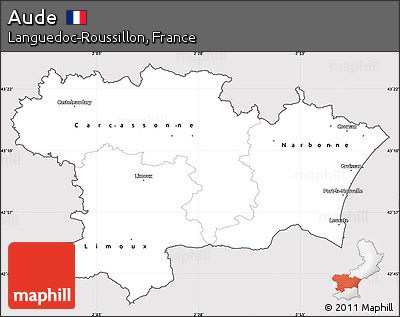 Silver Style Simple Map of Aude, cropped outside