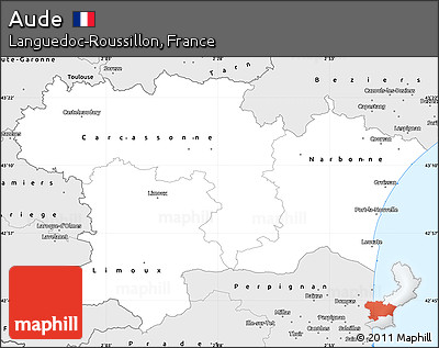 Silver Style Simple Map of Aude