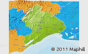 Physical 3D Map of Montpellier, political outside