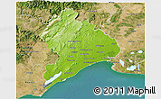 Physical 3D Map of Montpellier, satellite outside