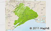 Physical 3D Map of Montpellier, shaded relief outside