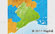 Physical Map of Montpellier, political outside