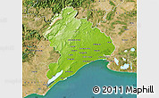 Physical Map of Montpellier, satellite outside