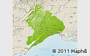 Physical Map of Montpellier, shaded relief outside