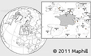 Gray Location Map of France, blank outside