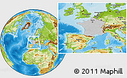 Gray Location Map of France, physical outside