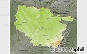 Physical 3D Map of Lorraine, darken, semi-desaturated