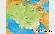 Physical 3D Map of Lorraine, political outside