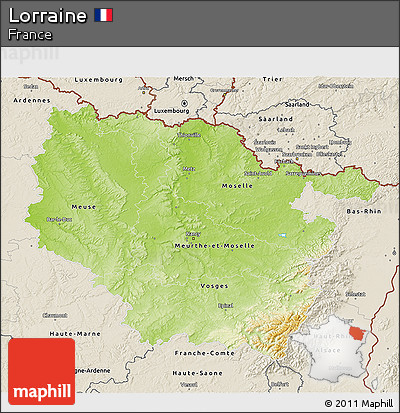 Physical 3D Map of Lorraine, shaded relief outside