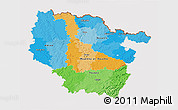Political 3D Map of Lorraine, cropped outside