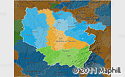 Political 3D Map of Lorraine, darken