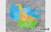 Political 3D Map of Lorraine, desaturated