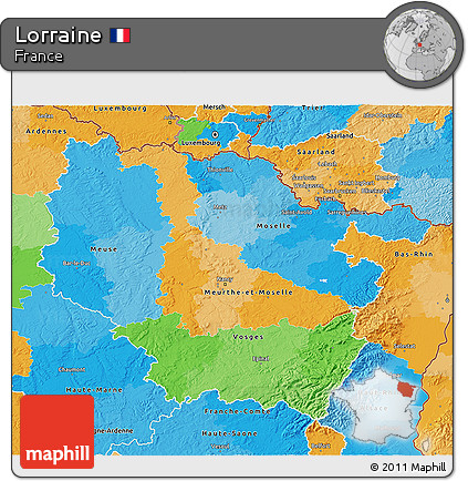 Political 3D Map of Lorraine