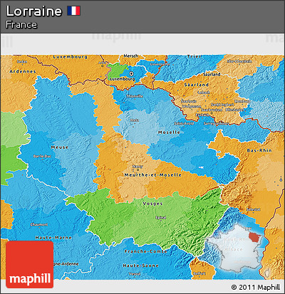 Political 3D Map of Lorraine
