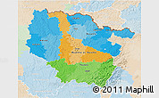 Political 3D Map of Lorraine, lighten