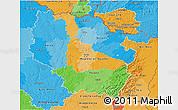 Political 3D Map of Lorraine, political shades outside