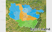 Political 3D Map of Lorraine, satellite outside