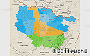 Political 3D Map of Lorraine, shaded relief outside