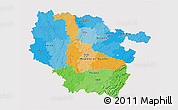 Political 3D Map of Lorraine, single color outside