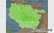 Political Shades 3D Map of Lorraine, darken, semi-desaturated