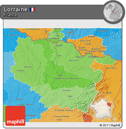 Political Shades 3D Map of Lorraine