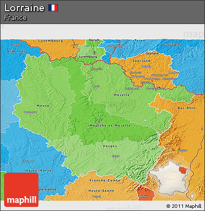 Political Shades 3D Map of Lorraine