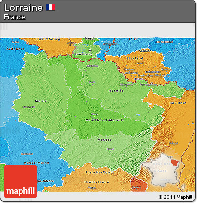 Political Shades 3D Map of Lorraine