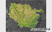 Satellite 3D Map of Lorraine, darken, desaturated