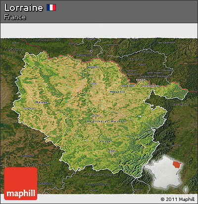 Satellite 3D Map of Lorraine, darken
