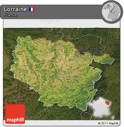 Satellite 3D Map of Lorraine, darken