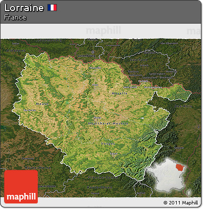Satellite 3D Map of Lorraine, darken