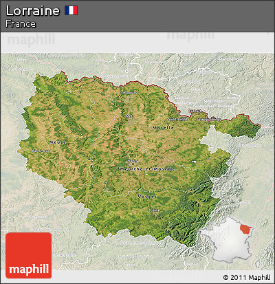 Satellite 3D Map of Lorraine, lighten