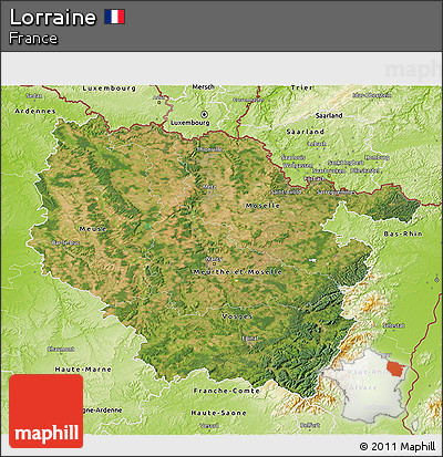 Satellite 3D Map of Lorraine, physical outside