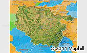 Satellite 3D Map of Lorraine, political outside