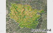 Satellite 3D Map of Lorraine, semi-desaturated