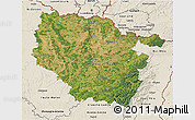 Satellite 3D Map of Lorraine, shaded relief outside