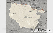 Shaded Relief 3D Map of Lorraine, darken, semi-desaturated