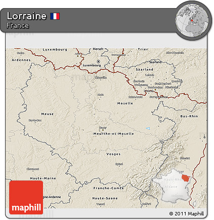 Shaded Relief 3D Map of Lorraine